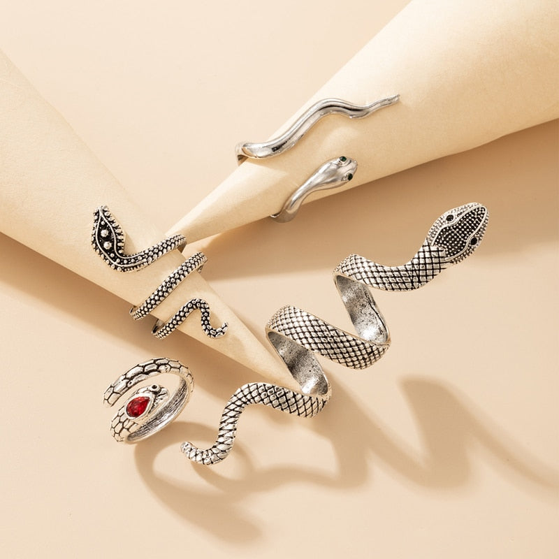 4pcs/set Bohe Snake Ring Sets