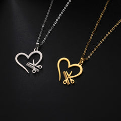 Cazador Hair Stylist Pendant Scissors Comb Chain Necklaces Stainless Steel Necklace Punk Trendy Jewelry for Women Birthday Gift