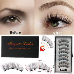 2 Pairs 3D Natural Magnetic Eyelashes ,With 5 Magnetic Lashes Handmade Reusable Magnetic False Eyelashes