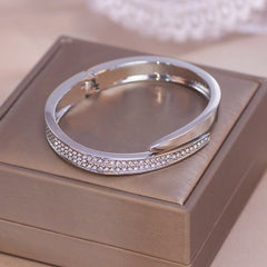 Trendy Geometry Round Bracelets &amp; Bangles For Women Charm Crystal Cuff Bracelet Rose Gold Color Bangles Female Jewelry Accessory