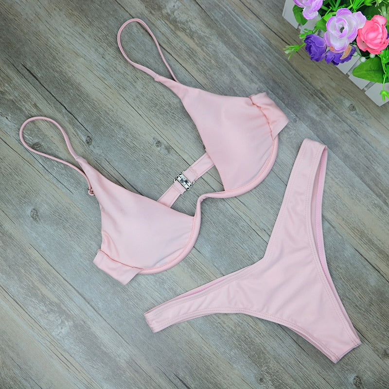 Sexy Marble Long Sleeve Bikini Female Swimsuit Women Swimwear Plus Size Bikini set Halter Bather Bathing Suit Swim