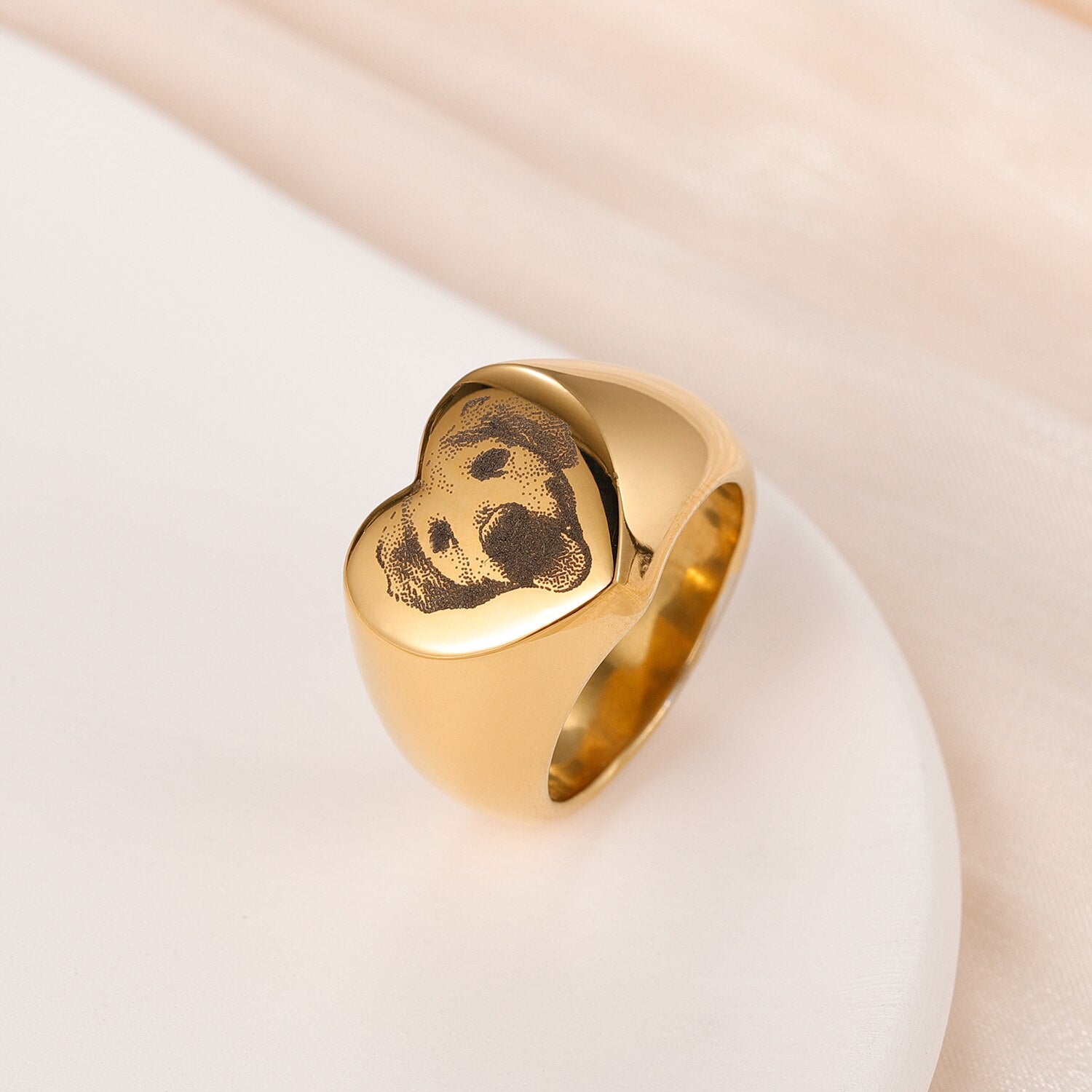 Signet Custom Pet Portrait Ring Personalized Minimalist Rings Gifts for Pets Dog Ring Signet Ring Jewelry Dog Pet Lover Gifts Secondary image