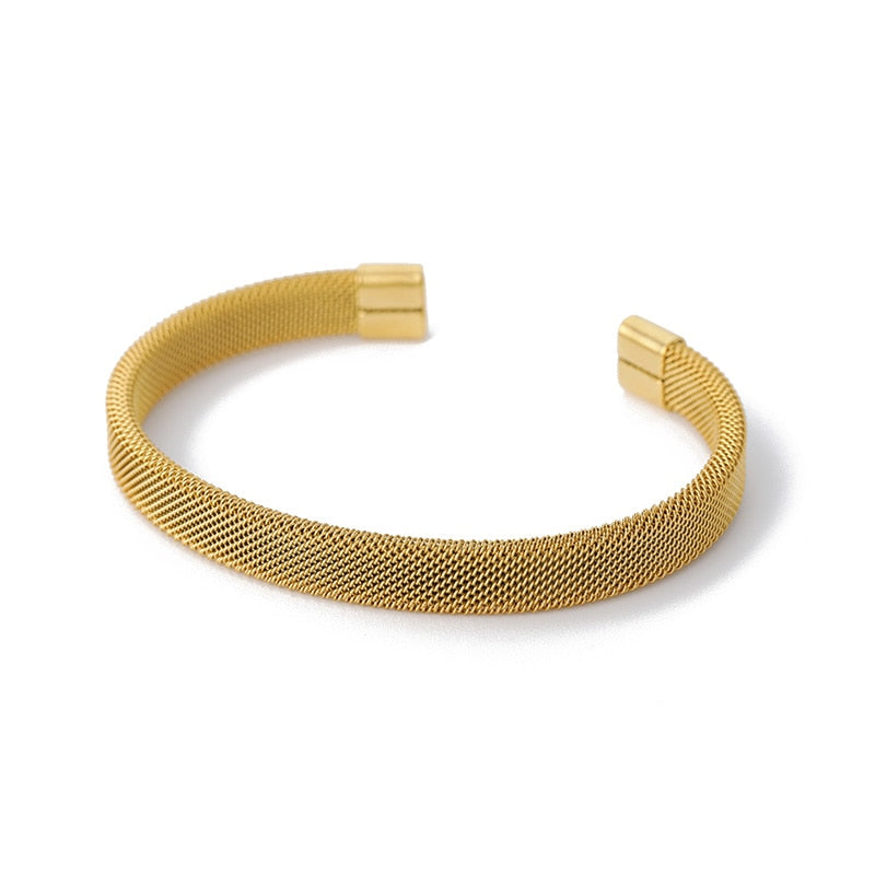 Knitting Bracelet For man Stainless Steel Opening Cuff Adjustable Bangle Charm Jewelry Handmade Bracelet Homme