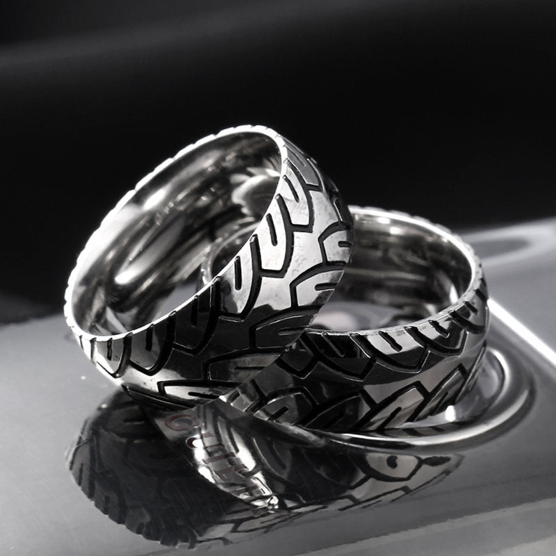 Vintage Car Tire Pattern Ring - Made of 316 Stainless Steel
