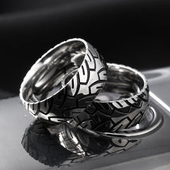 Vintage Car Tire Pattern Ring - Made of 316 Stainless Steel