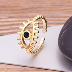 Bohemian Lucky Turkish Evil Eye Rhinestone Open Ring