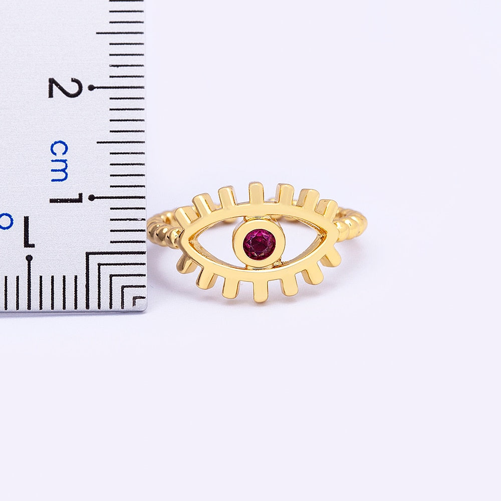 Bohemian Lucky Turkish Evil Eye Rhinestone Open Ring
