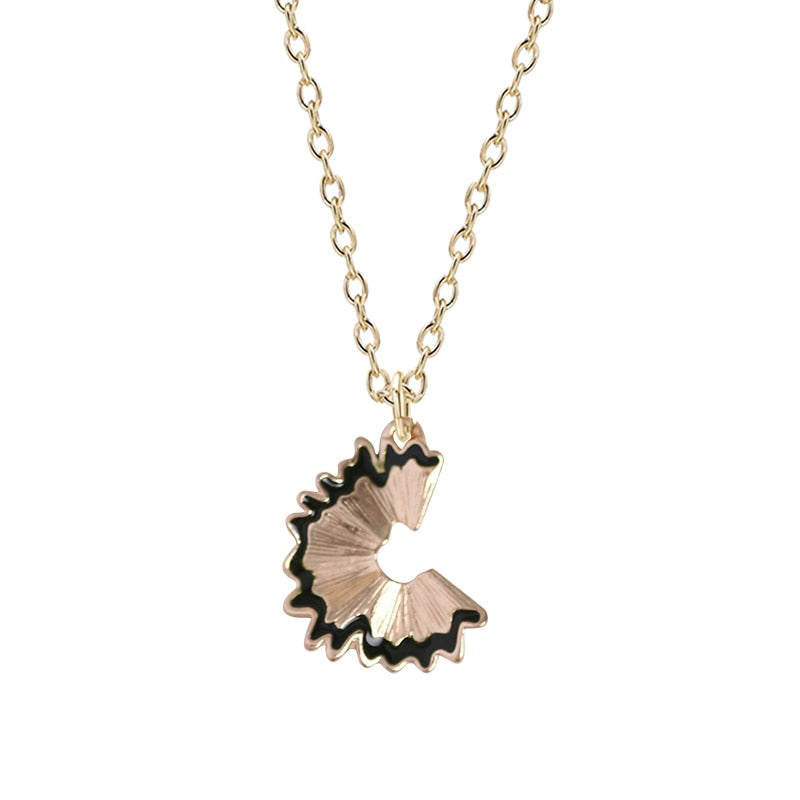 DIY New Creative Pencil Fragment Pendant Fashion Lady Necklace Black Red Pencil Shavings Alloy Pendant Girl Jewelry Gift Hot