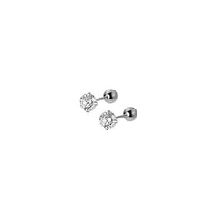 WANTME 925 Sterling Silver Luxury Round Zircon Simple Bead Stud Earrings for Women Fashion Body Piercing Jewelry Accessories
