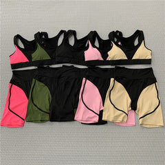 Hamidou Patchwork Yoga Sets 2 Pcs Sportswear Women Gym Sets Female Fitness Sport Suit Padded Sport Bra High Waist Leggings
