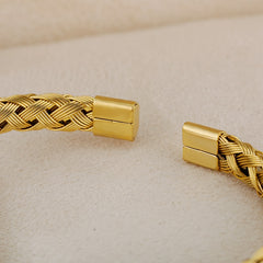 Knitting Bracelet For man Stainless Steel Opening Cuff Adjustable Bangle Charm Jewelry Handmade Bracelet Homme