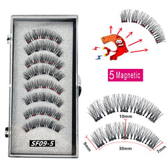 2 Pairs 3D Natural Magnetic Eyelashes ,With 5 Magnetic Lashes Handmade Reusable Magnetic False Eyelashes