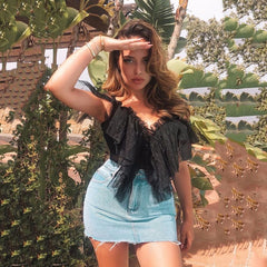 Yimunancy Mesh Bodysuit Women Perspective 2020 Spring Off Shoulder Skinny Bodysuit Ladies Ruffle Sexy Bodysuit Summer Overalls