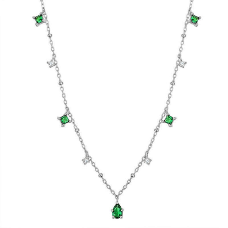 Retro Emerald Inlaid Rhinestone Necklace
