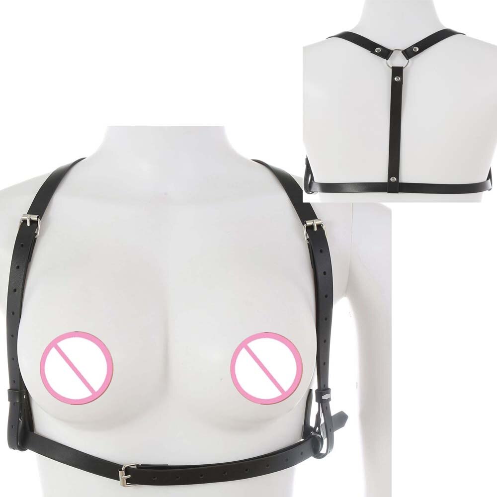 Women Leather Harness Belt Chain Body Bondage Straps Sexy Harness Adjustable Gothic Harajuku Erotic Garter Belt Lingerie Bra