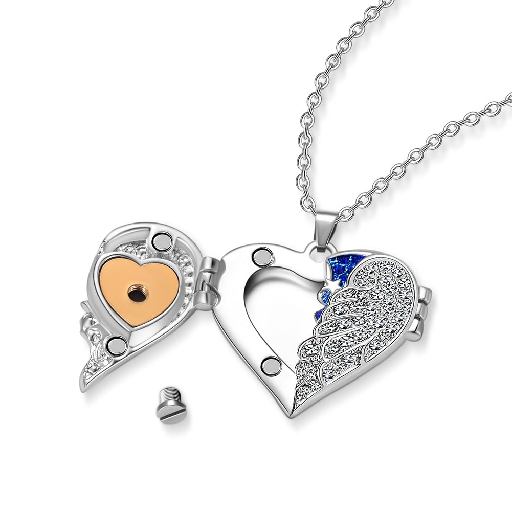 A piece of my heart Lives in heaven Urn Necklace for Ashes Heart Angel Wings Keepsake Memorial Cremation Jewelry Dropshipping Secondary image