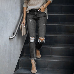 2022 Jeans Woman Ripped Slim Fit Streetwear Casual High Waist Black Skinny Vintage Fashion Stretch Women&#39;s Pants