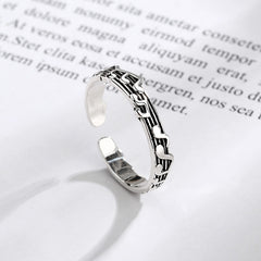 Alloy Retro Five-line Sheet Music Simple Note Opening Adjustable Ring