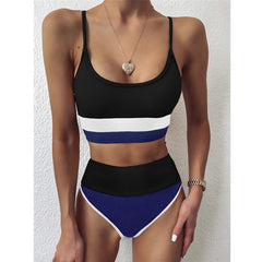 stripe Patchwork Bikini set