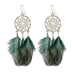 Dream Catcher Boho Feather Earrings Vintage Ethnic Statement Hanging Bohemian Long Tassel Earrings Women Lady 2022 Trend Jewelry