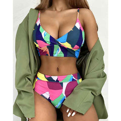 Multicolor sexy bikini set Bandeau high waist