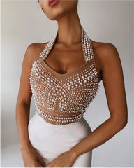 White Black Sexy Off Shoulder Sleeveless Beading Bandage Dress