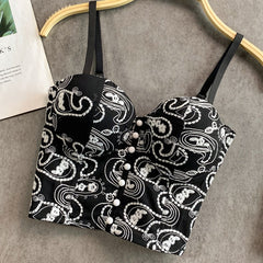 Full Beading  Female Corset Top Camis Tops Nightclub Sexy Short Chest Binder Camisole Women Mujer Push Up Tube Bra Debardeur