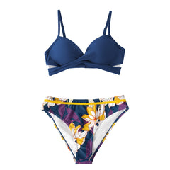 Push Up Floral Wrap Bikini Thong Two Pieces Swimsuits