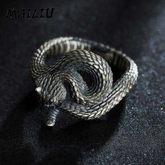 Rattlesnake Ring Vintage Silver Plated Snake Ring Motorcycle Party Punk Domineering Ring Women Men Ring Cool Hip Hop Jewelry