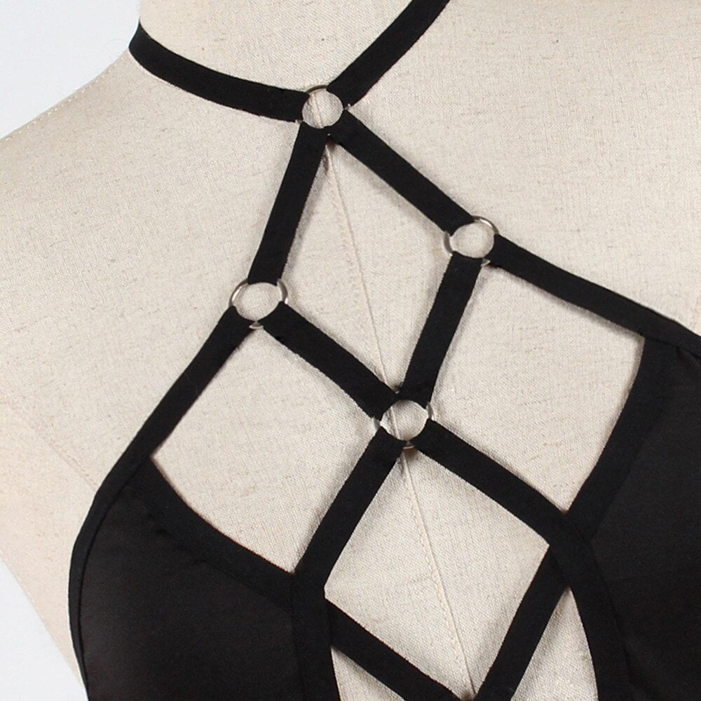Women Hollow Bra Sexy Bandage Lingerie Strappy Bra Corset Push Up Top Hot Sale Female Girls Underwear Blackless Lingerie