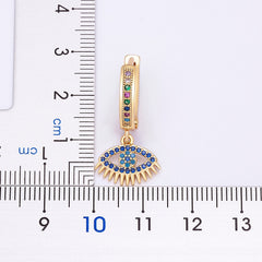 Hollow Blue Evil Eye Hoop Earrings Cute Unique Gold Color Crystal Drop Earrings