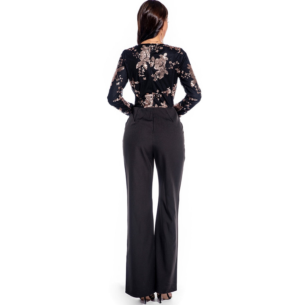 Sexy body Long sleeve Sequin jumpsuit women bodycon bodysuit rompers woman Club outfits party jumpsuits overalls dropshipping HL