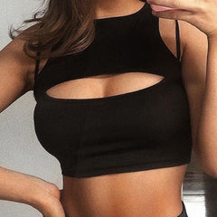 2022 Sexy Hollow Out Crop Top Women Summer Fashion Sexy Casual Sleeveless Short Tee Shirt Crop Top Vest Strap Tank Top Blouse