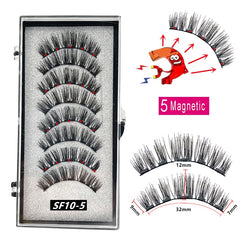 2 Pairs 3D Natural Magnetic Eyelashes ,With 5 Magnetic Lashes Handmade Reusable Magnetic False Eyelashes