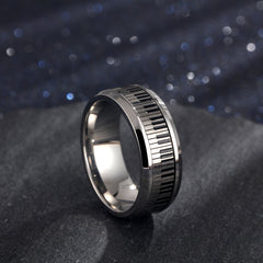 Stainless Steel Men&#39;s Rotatable Piano Pattern Ring Fashion Personality Music Lovers Gift Jewelry Accessories