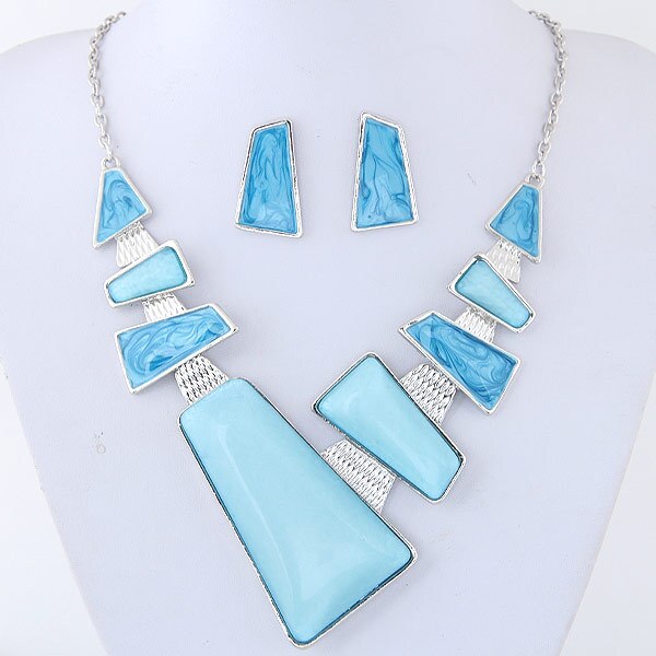 KMVEXO Geometric Resin Pendant Beads Jewelry Sets For Women 2020 Statement Necklace Acrylic Marble Earrings Jewelry Set Bijoux