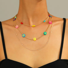 Lost Lady New Fashion Letter Rice Bead Multilayer Ladies Necklace Same Model Birthday Gift Alloy Jewelry Wholesale Direct Sales