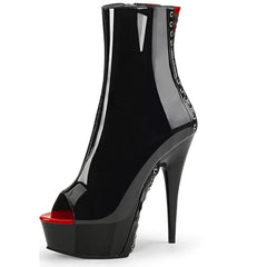 Pole Dance Shoes Platform Stripper Ankle Boots High Heels Gothic Fetish Queen Black Lacing Red