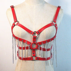 Women Leather Harness Belt Chain Body Bondage Straps Sexy Harness Adjustable Gothic Harajuku Erotic Garter Belt Lingerie Bra