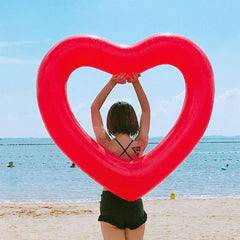2021 Top Inflatable Swim Ring Red Heart-Shape Floating Tools Swimming Pool Life Buoy