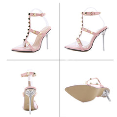 Women Shoes 11.5cm High Heels Rivet Women Pumps Party Female Sandals 2022 Pointed Toe Sandals Ladies Summer Footwear High-Heeled