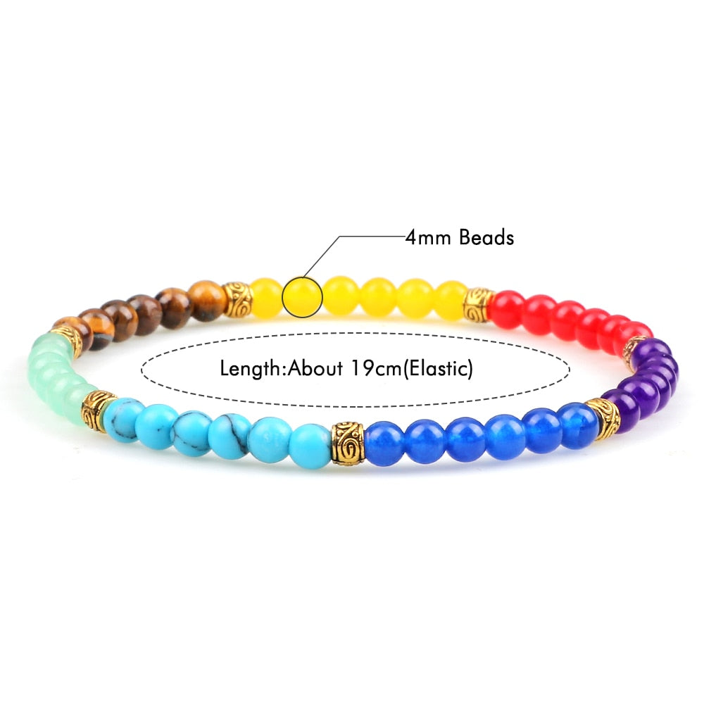 7 Chakra Reiki Healing Beads Bracelets 4 6mm Stone Beaded