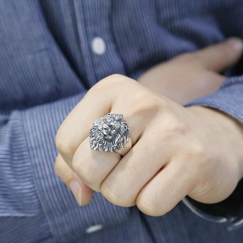 Retro Lion Domineering Ring Prairie King Men's Alloy Ring Exaggerated Ring Jewelry Gift Adjustable Opening