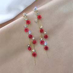 South Korea web celebrity super fairy temperament elegant Hyun fashion fashion earrings delicate purple flowers rose earrings