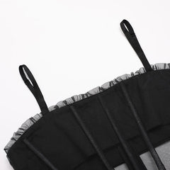 Formal Dresses For Women Perspective Mesh Yarn Slim Sling Trumpet Dress Sexy Layer Ruffles Design One Piece Ladies Female Cloth