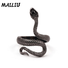 Rattlesnake Ring Vintage Silver Plated Snake Ring Motorcycle Party Punk Domineering Ring Women Men Ring Cool Hip Hop Jewelry