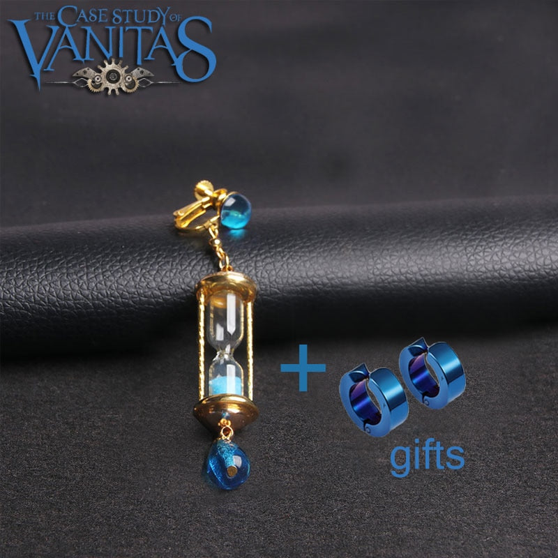 Vanitas Blue Hourglass Drop Earrings Anime The Case Study of Vanitas Earrings Anti-allergic Ear Clips Ear Bone Buckle Jewelry Secondary image