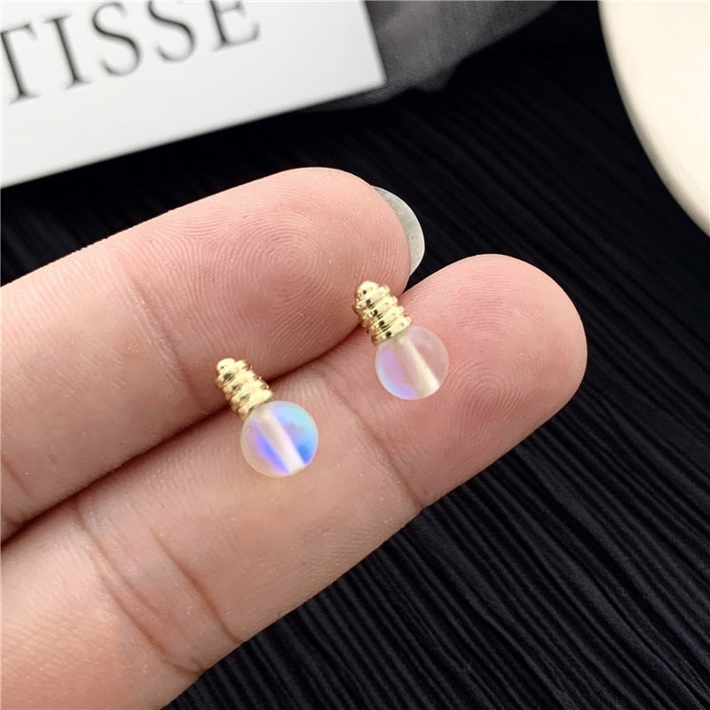 Funny Light Bulb Small Stud Earrings Women Korean Fashion Cute Mini Unique Earrings Statement Boho Cool Harajuku Jewelry 2020