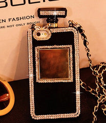 Diamond Crystal Cute Pearl Perfume Bottle Shaped Chain Handbag Case Cover for iPhone