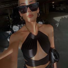 Bandage Sexy Chain Halter Crop Top
